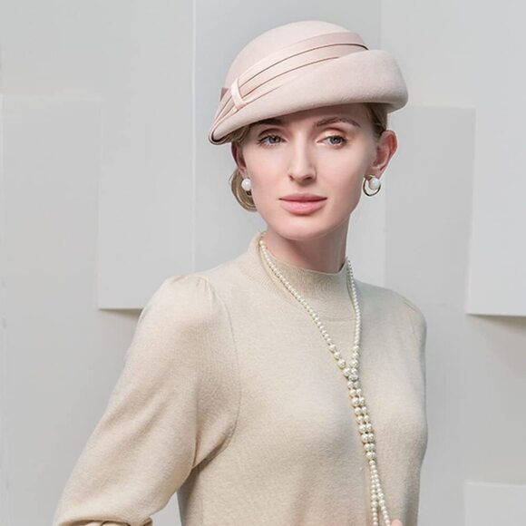 9675 Women Wool Felt Ribbon French Fashion Vintage Millinery Beret Hats Top main image 7